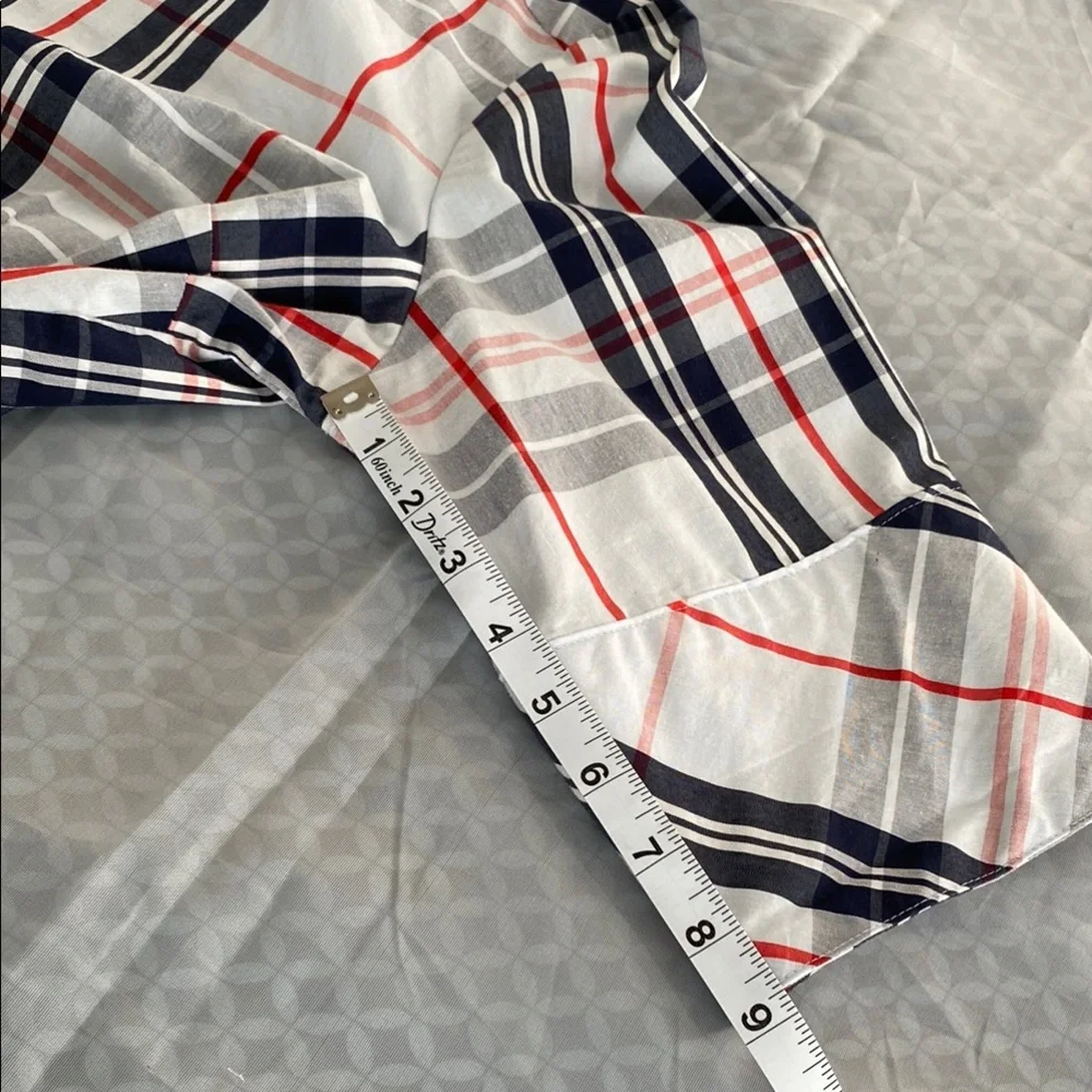 7th avenue Red and White Fitted 3/4 Sleeve Button Down Blouse - Picture 13 of 15